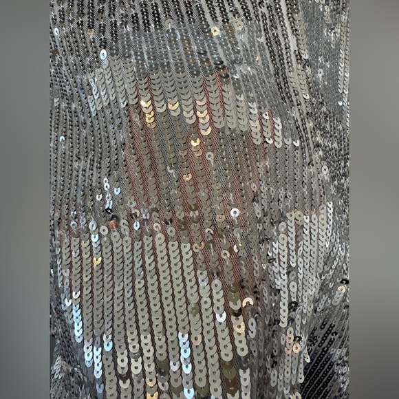 Zara trf collection Silver Sequins Disco Flowy Boho Blouse - Picture 15 of 16
